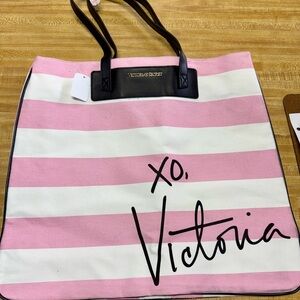 Victoria's Secret Pink and White Tote with Black Accents